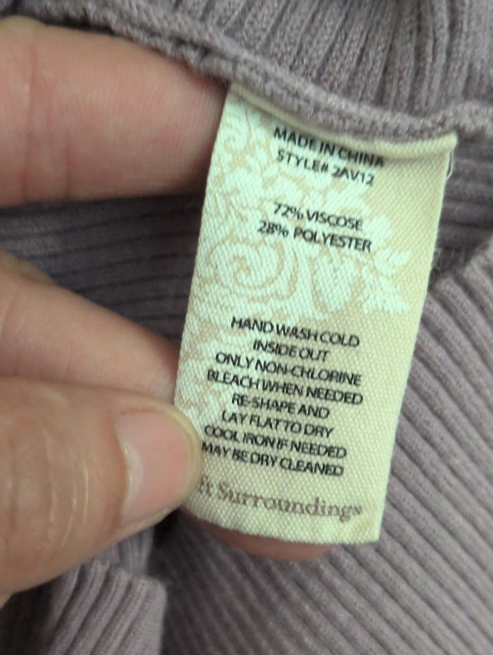 Soft Surroundings Ribbed Knit Cowl Neck Sweater Medium Muted Lavender - Picture 6 of 6